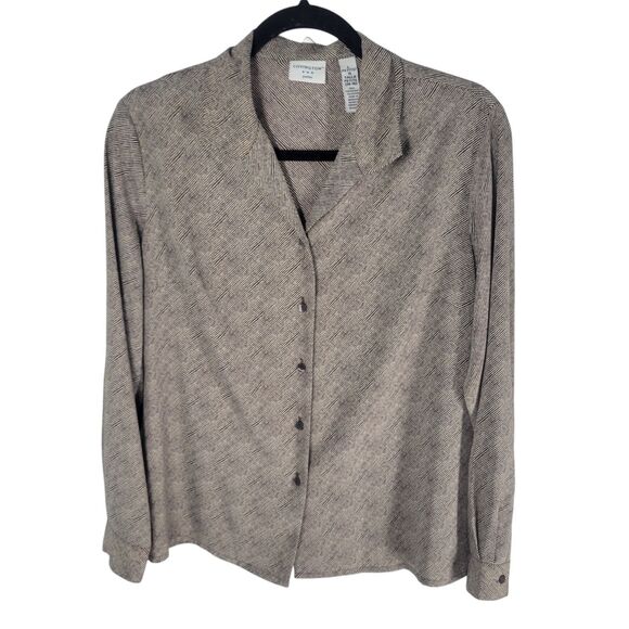 Covington Womens Sz PL Brown White Striped Long Sleeve Button Down Shirt - Picture 7 of 11